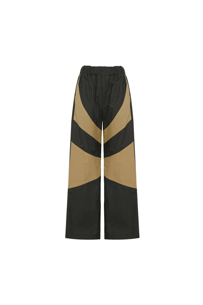 CALÇA RECORTES TRICOLINE VERDE OLIVA E PRETA (8644102848739)