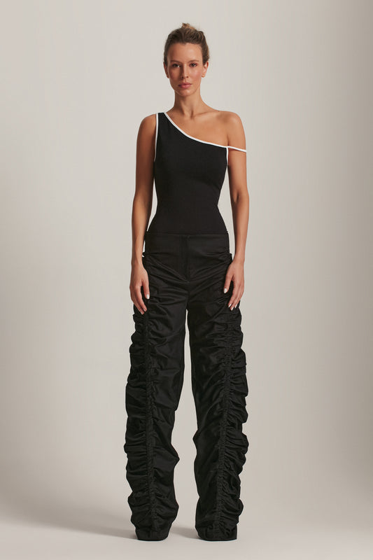 CALÇA PERNA DRAPEADA COTTON PREMIUM PRETA (8143807971555)