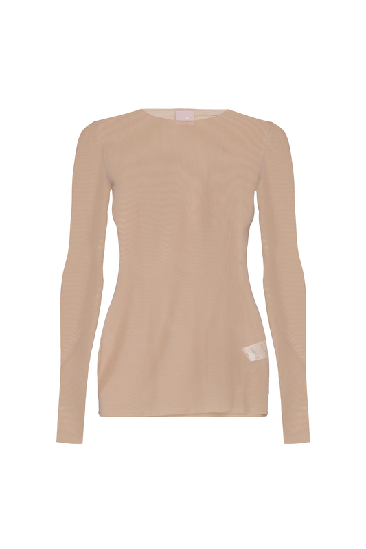 BLUSA MANGA LONGA TULE BEGE