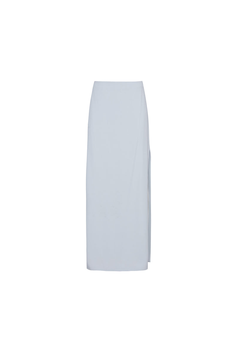 SAIA LONGA RETA FENDA LATERAL CREPE PATOU AZUL CLARO (8579904700643)
