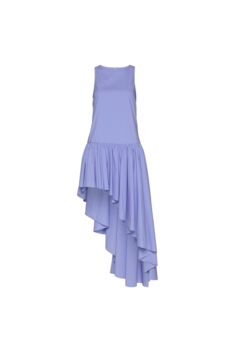 VESTIDO SAIA GODÊ ASSIMÉTRICA TRICOLINE LISTRAS AZUIS (8748928434403)
