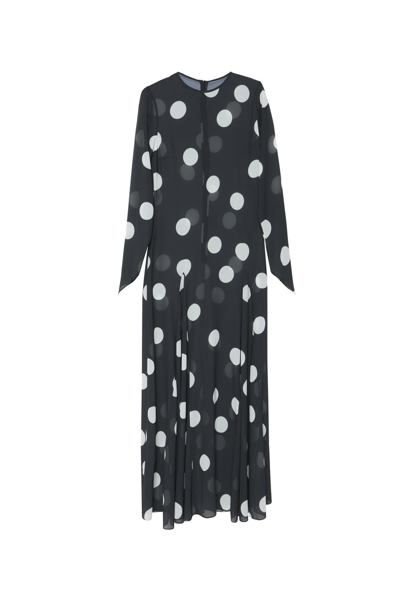 VESTIDO LONGO NESGAS MANGA LONGA GGT VISCOSE POÁ PRETO (8616967471331)