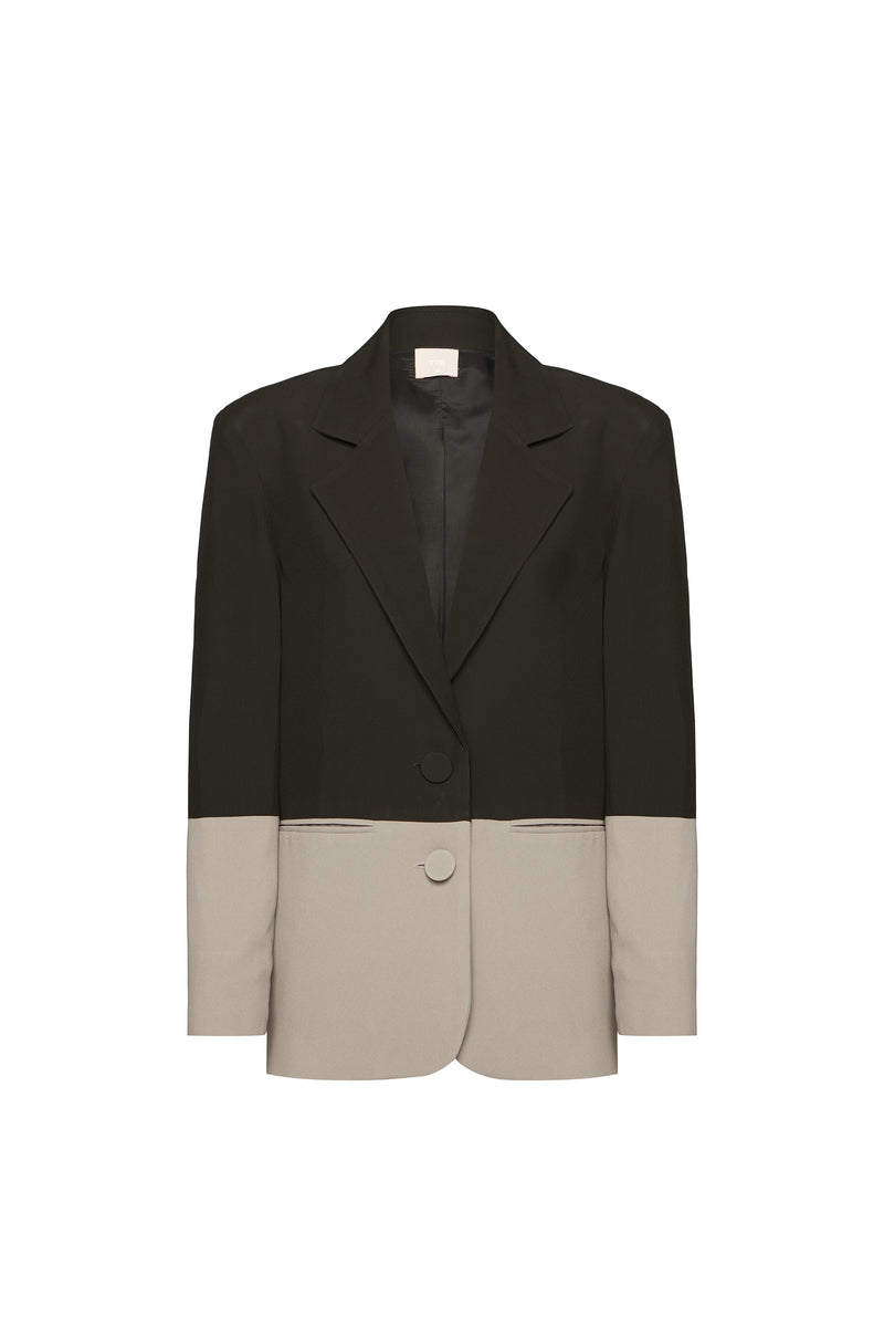 BLAZER BICOLOR CREPE PATOU PRETO E CINZA (8537361907939)