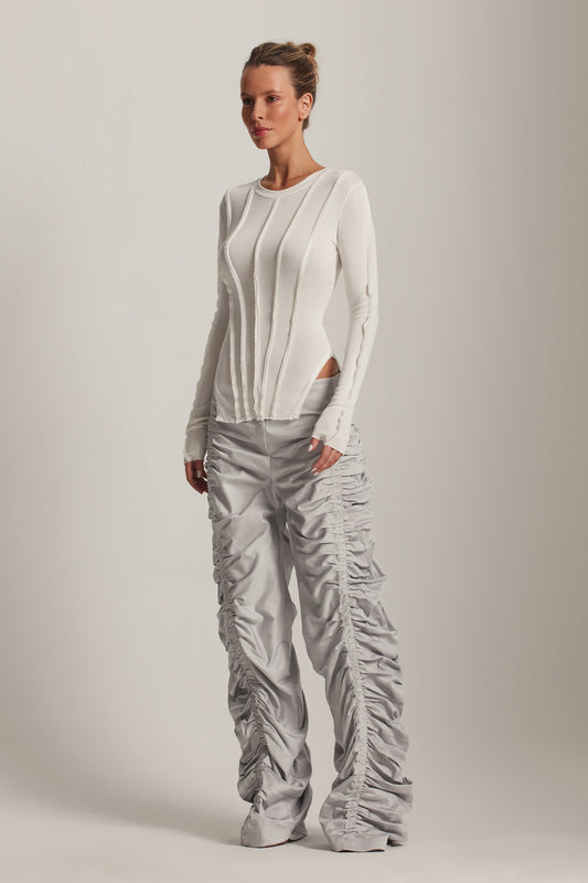 CALÇA PERNA DRAPEADA COTTON PREMIUM CINZA (8143807906019)