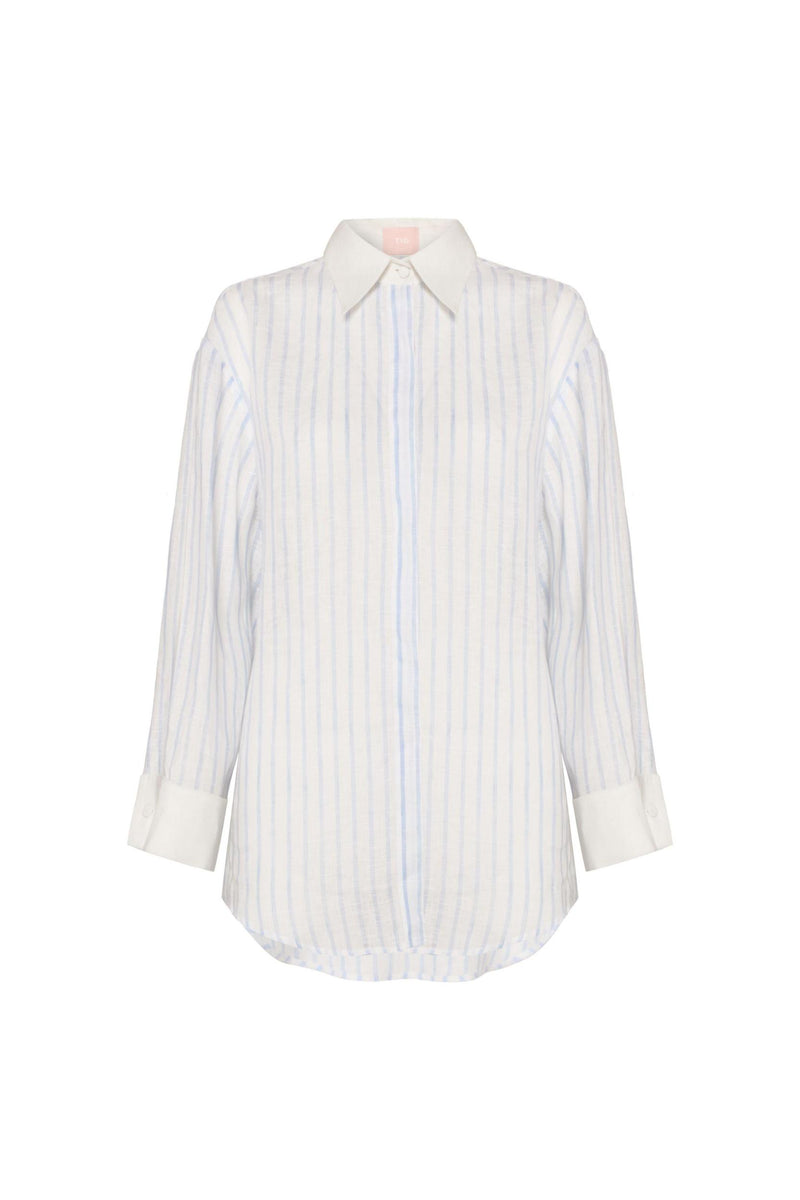 CAMISA LINHO LISTRAS LARGAS AZUL CLARO (8699443577059)