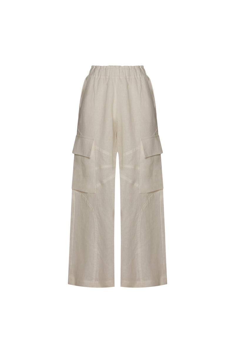 CALÇA CARGO ELÁSTICO CÓS LINHO OFF WHITE (8699442135267)