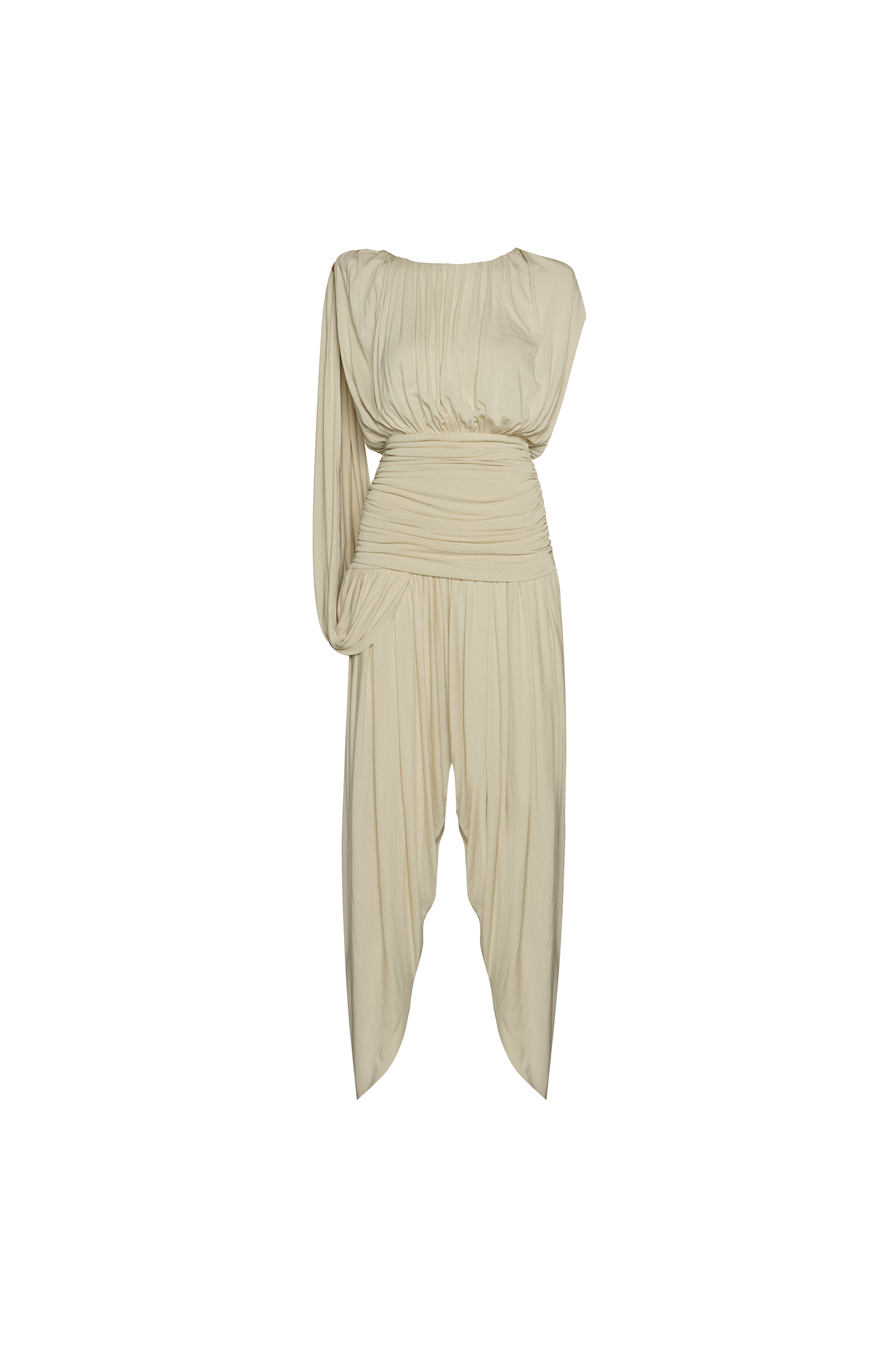 kanaCLANE♡SHEER DRAPE BODYSUITS beige MACACÃO CORPO PALA DRAPEADA FAIXA LATERAL MALHA BEGE – TIG STORE