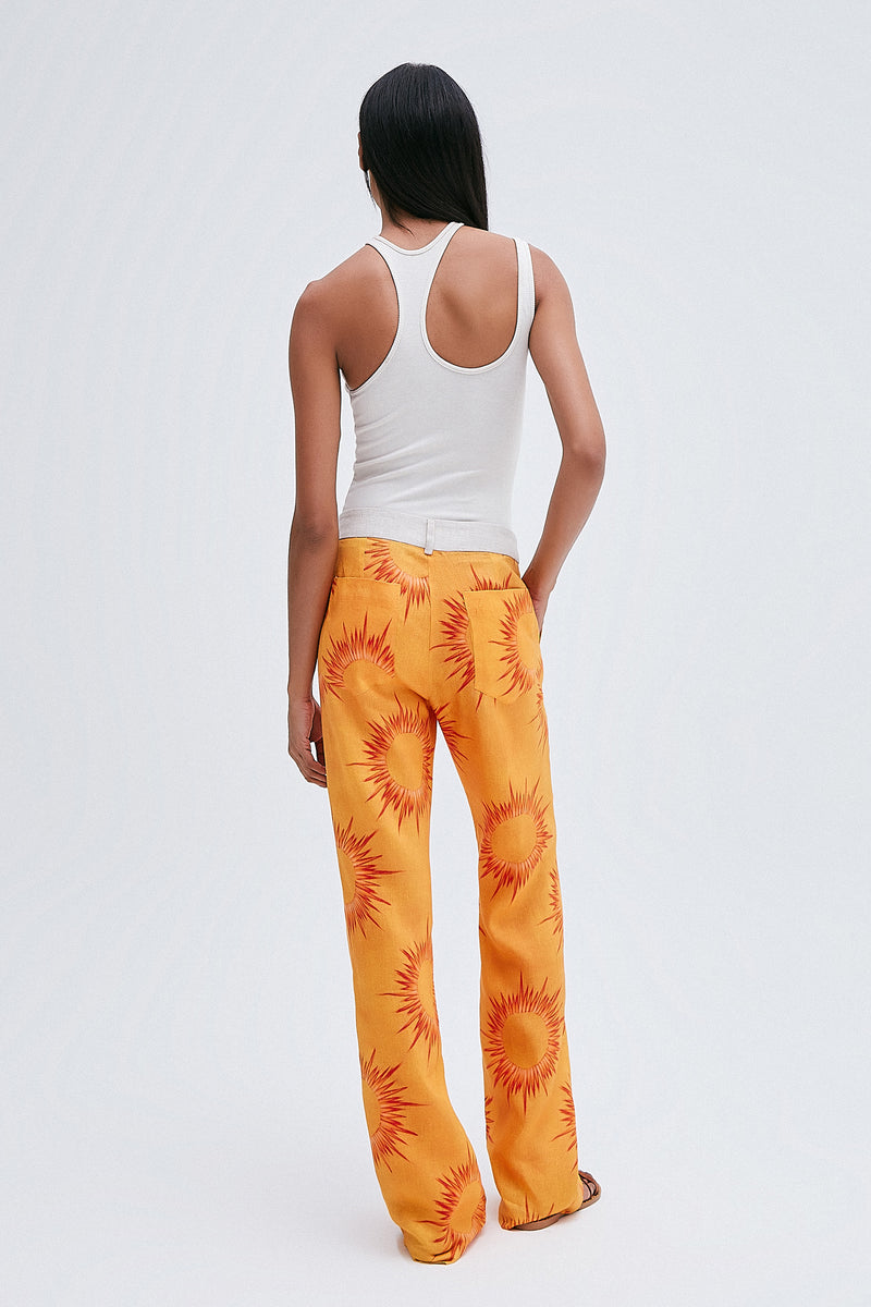 CALÇA RETA LINHO ESTAMPA SOL (8216362123491)