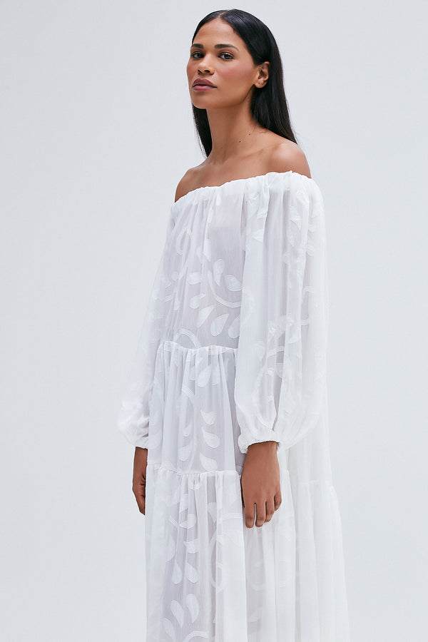 VESTIDO LONGO OMBRO A OMBRO CAMADAS OFF WHITE (8216364581091)