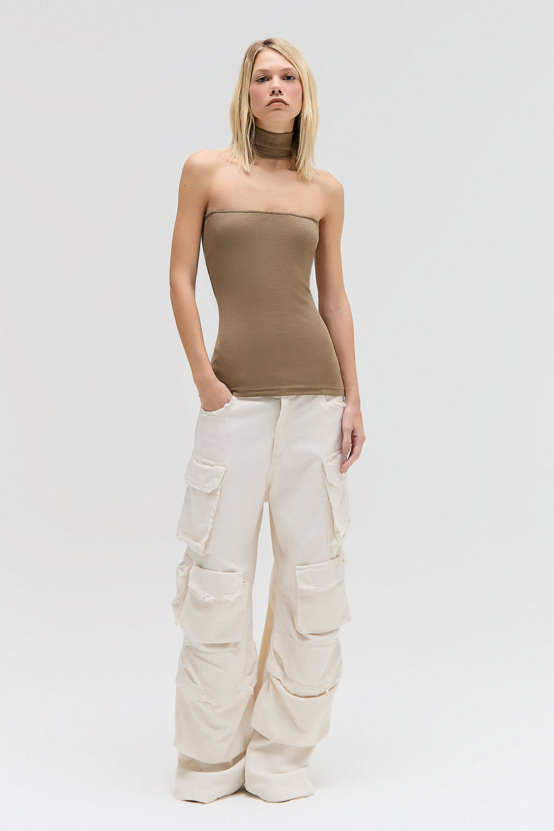 CALÇA CARGO 12 BOLSOS SARJA OFF WHITE (8644102357219)