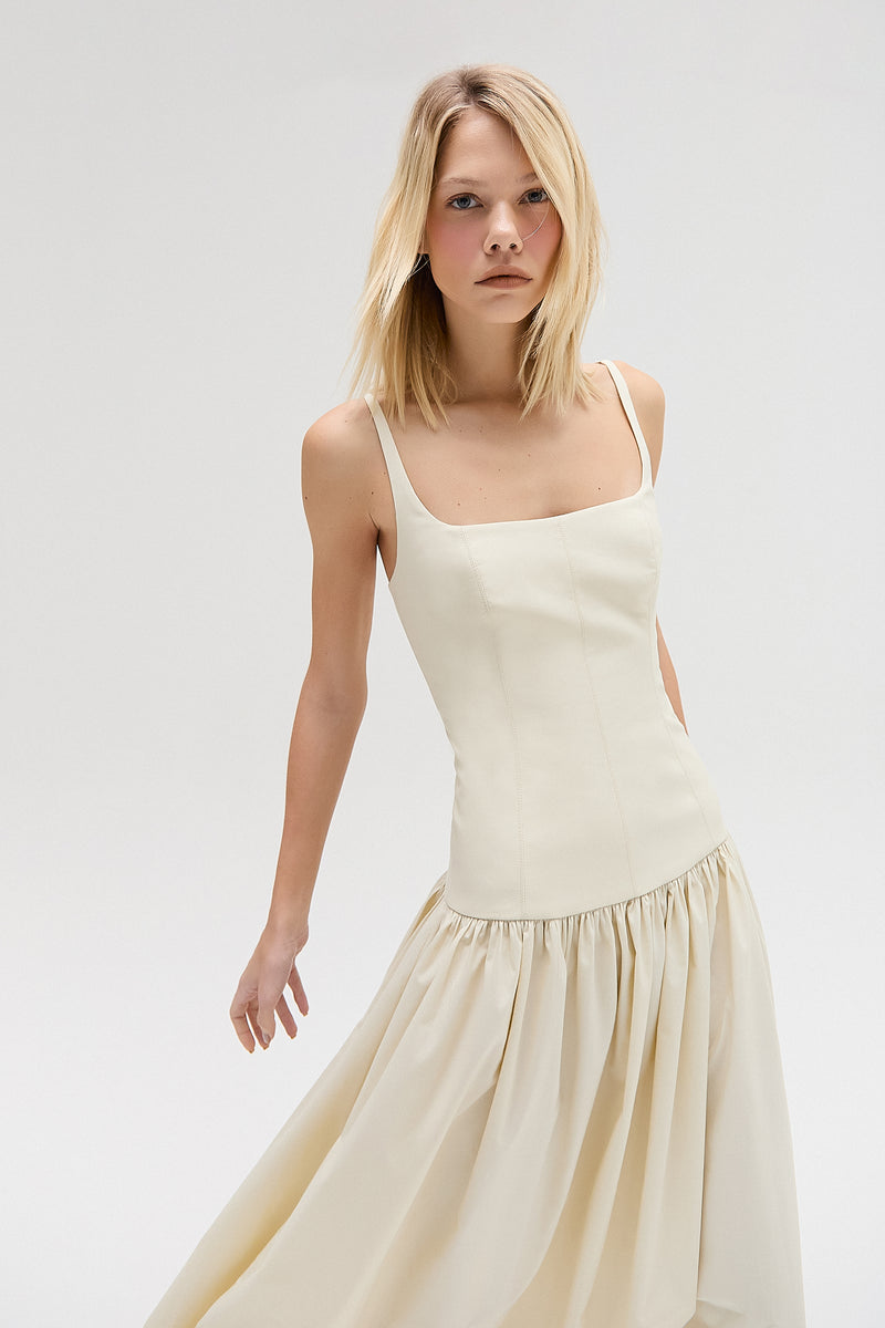 VESTIDO LONGO CORPO CORSET TRICOLINE MANTEIGA (8644105371875)