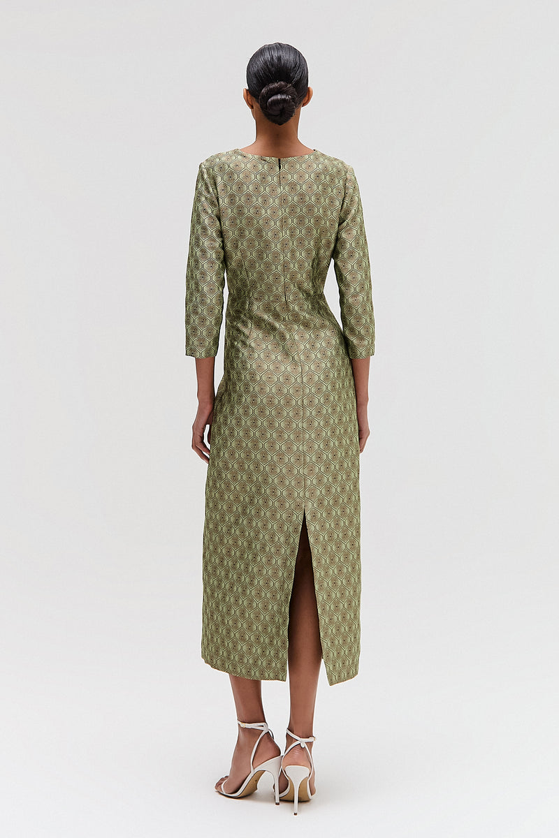 VESTIDO LONGO JACQUARD VERDE PISTACHE (8644105830627)