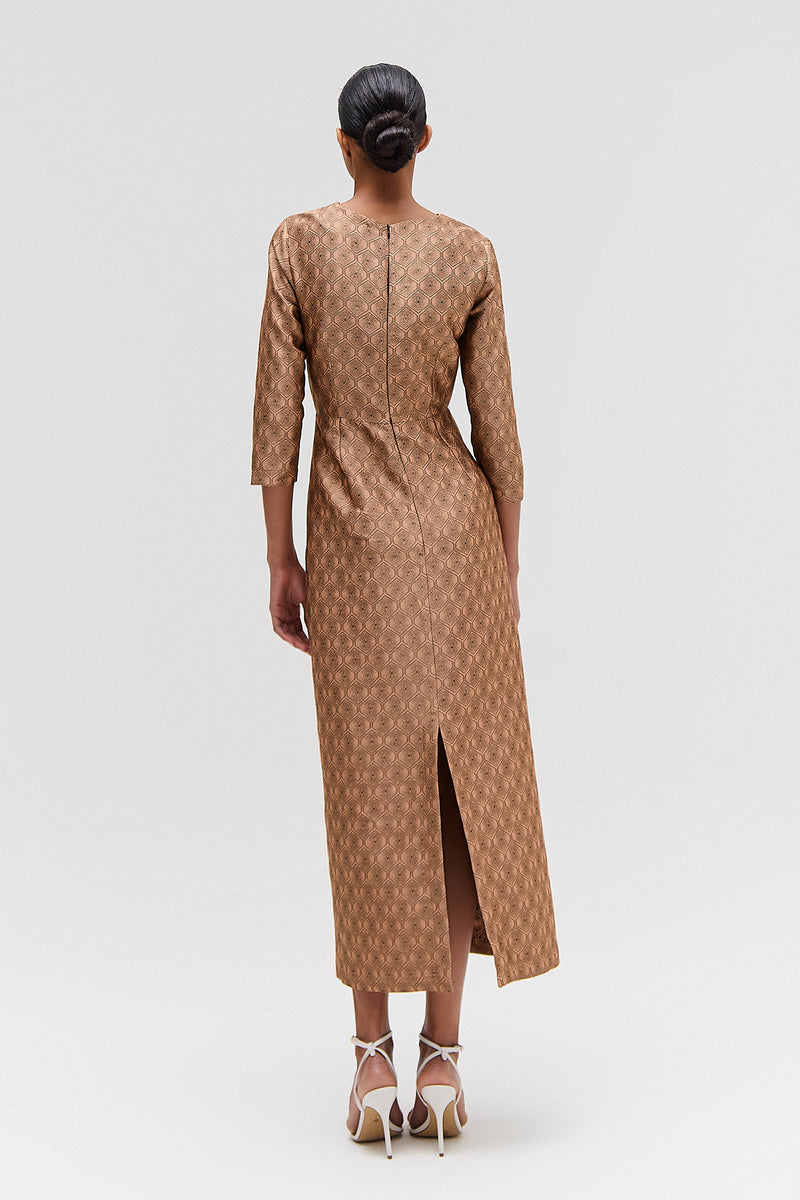 VESTIDO LONGO JACQUARD ROSA QUEIMADO (8644105699555)