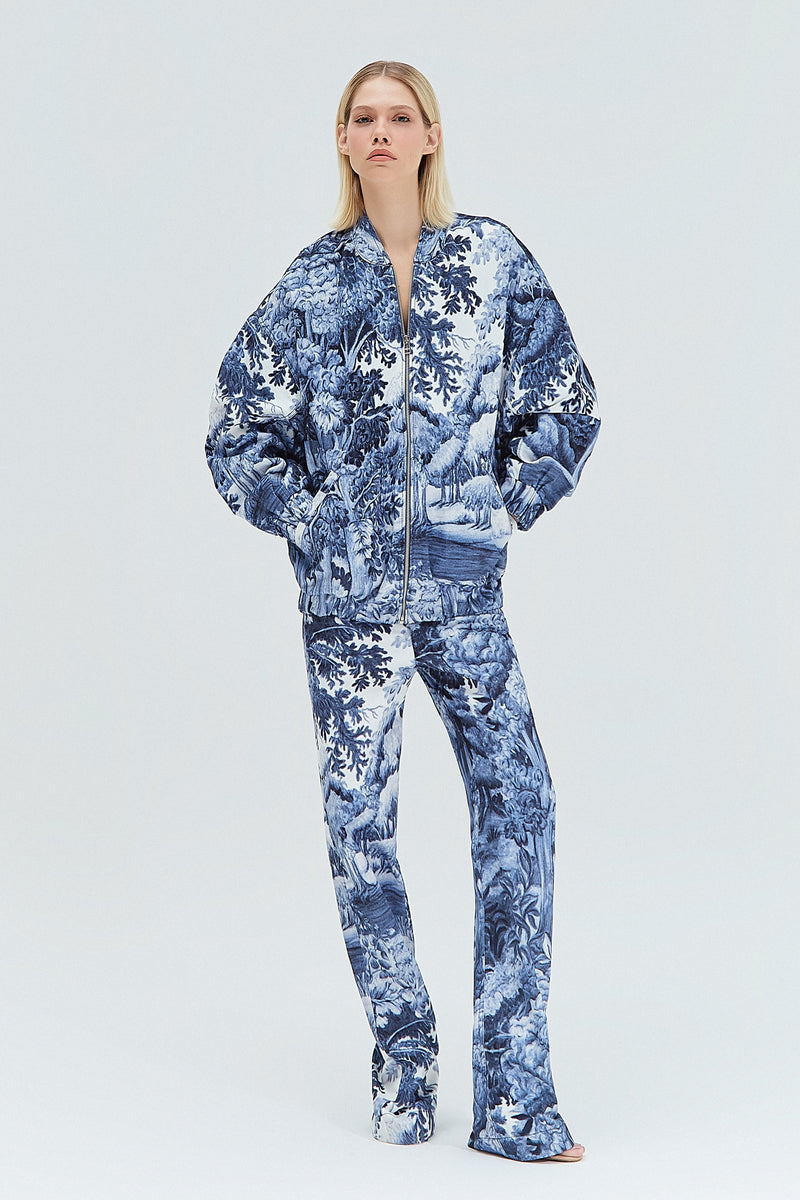 JAQUETA BOMBER SARJA ESTAMPA FLORESTA AZUL (8319873253603)