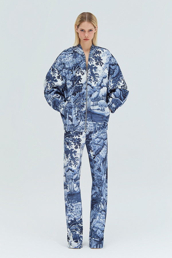 JAQUETA BOMBER SARJA ESTAMPA FLORESTA AZUL (8319873253603)