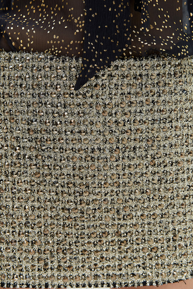 CAMISA LAÇO SEDA PRETA E DOURADA (8319871975651)