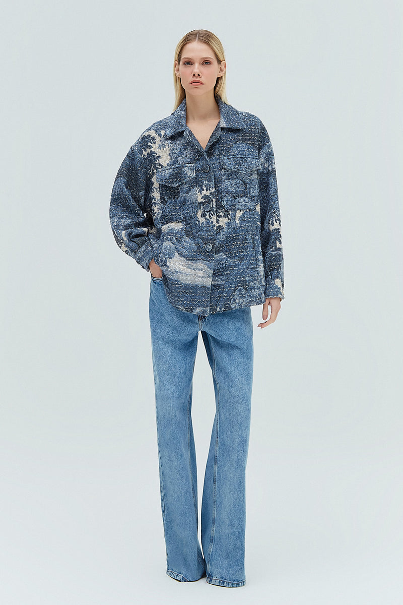CAMISÃO TWEED ESTAMPA FLORESTA AZUL II (8319872237795)