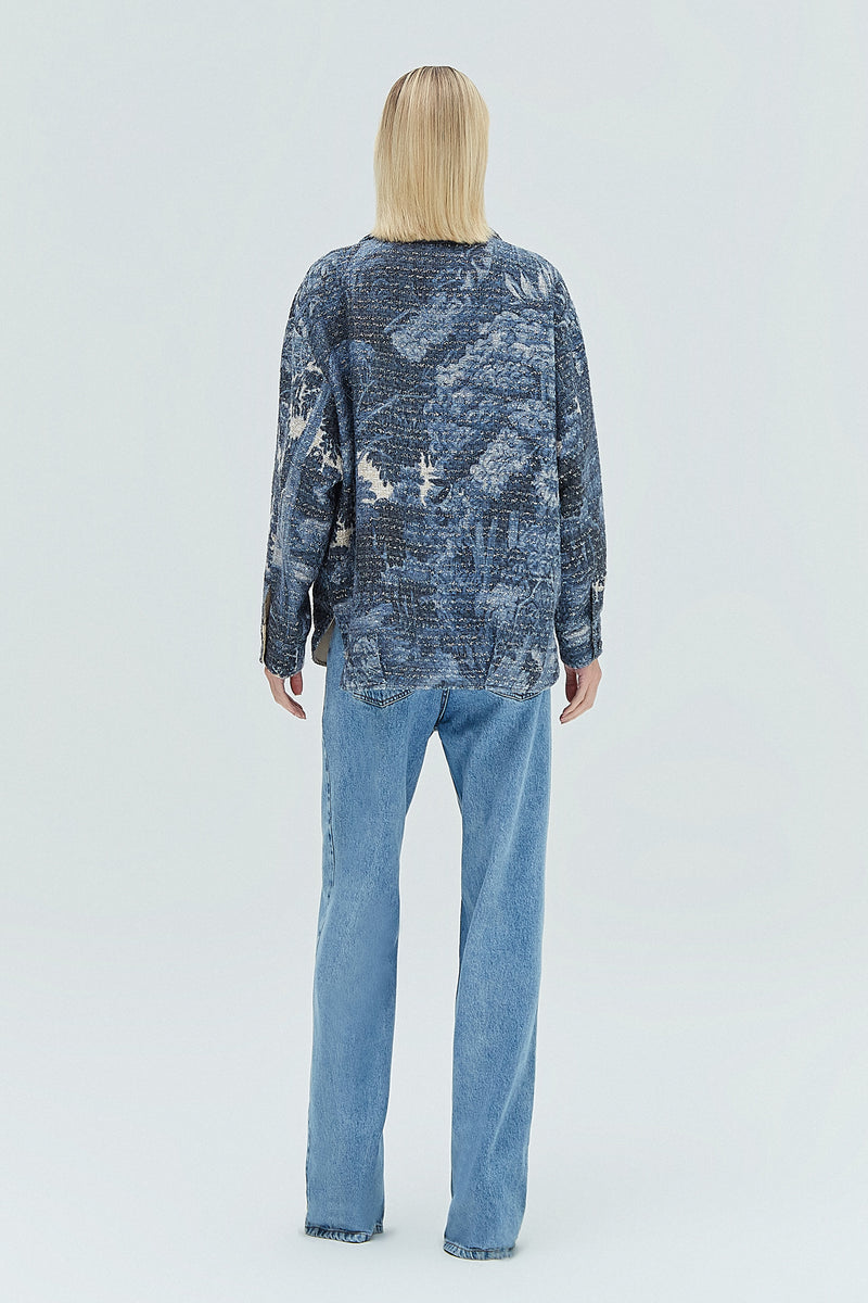 CAMISÃO TWEED ESTAMPA FLORESTA AZUL (8319872172259)