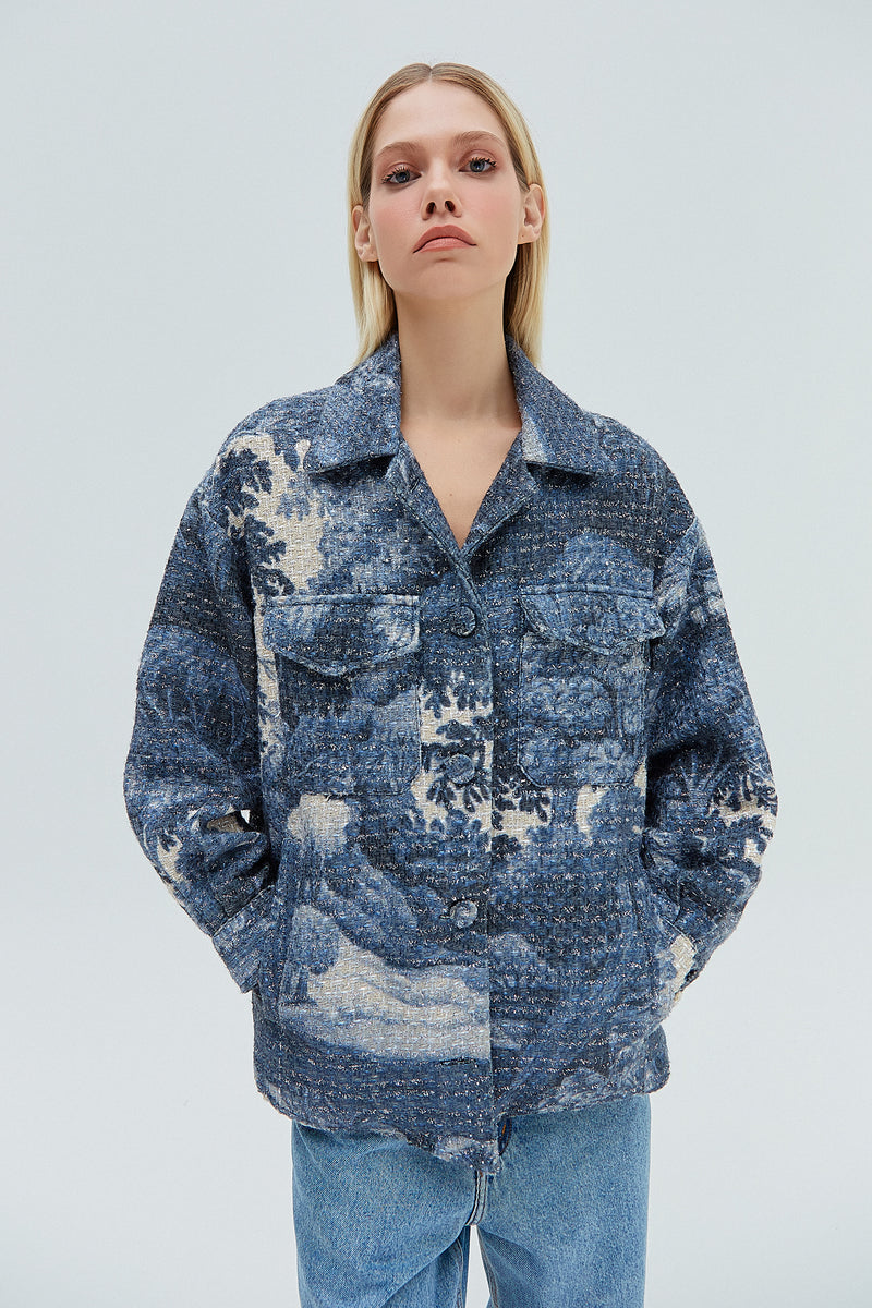 CAMISÃO TWEED ESTAMPA FLORESTA AZUL (8319872172259)