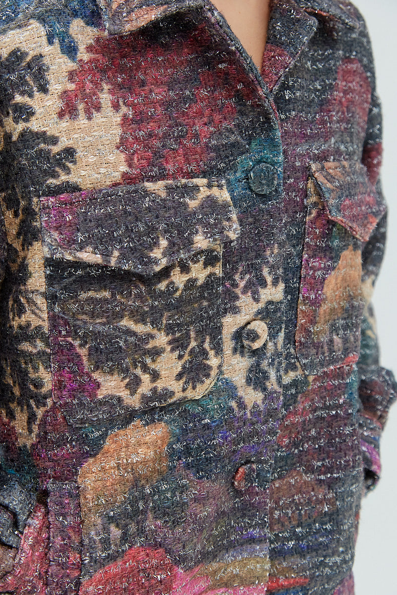 CAMISÃO TWEED ESTAMPA FLORESTA COLORIDA (8319872368867)