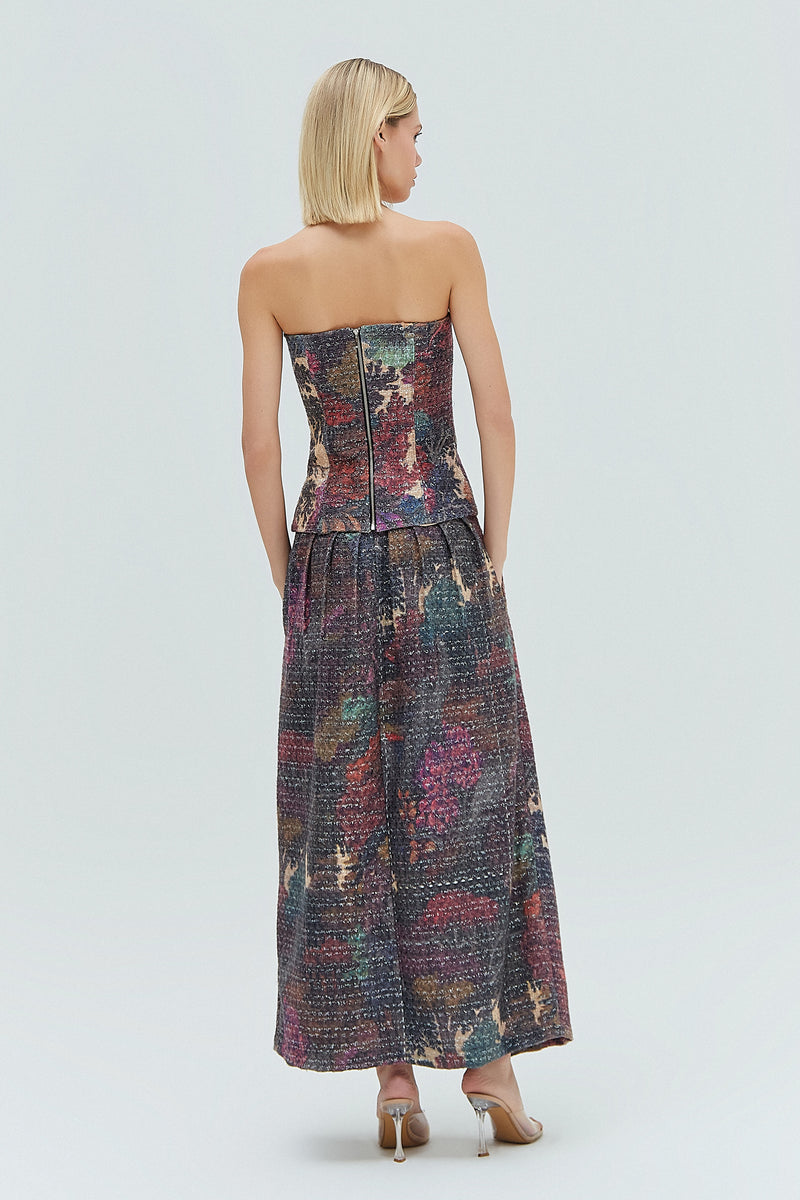 SAIA LONGA PREGAS TWEED ESTAMPA FLORESTA COLORIDA (8319873974499)