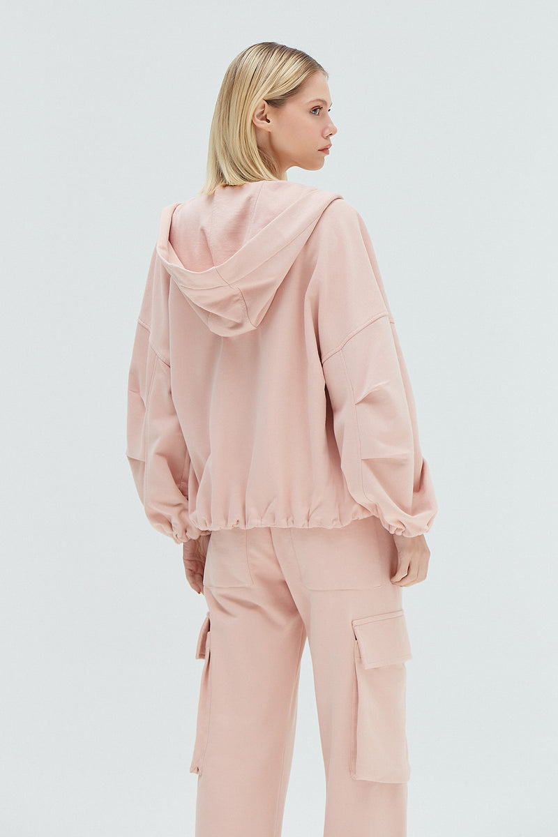 BLUSA MOLETOM CAPUZ  ZIPER ROSA (8319869550819)