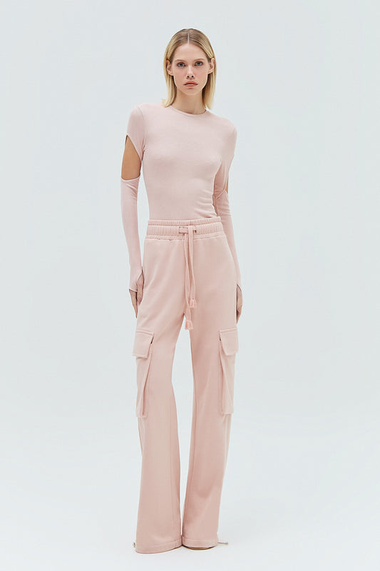 CALÇA CARGO MOLETOM ROSA (8319870632163)