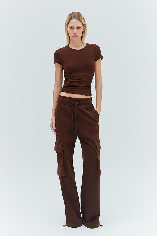 CALÇA CARGO MOLETOM MARROM (8319870566627)