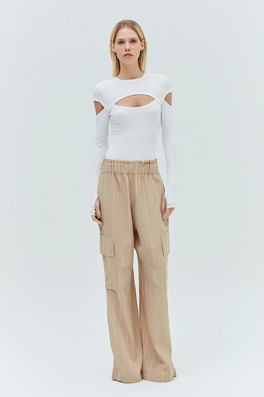 CALÇA CARGO LIOCEL LISTRADA  BEGE (8319870337251)