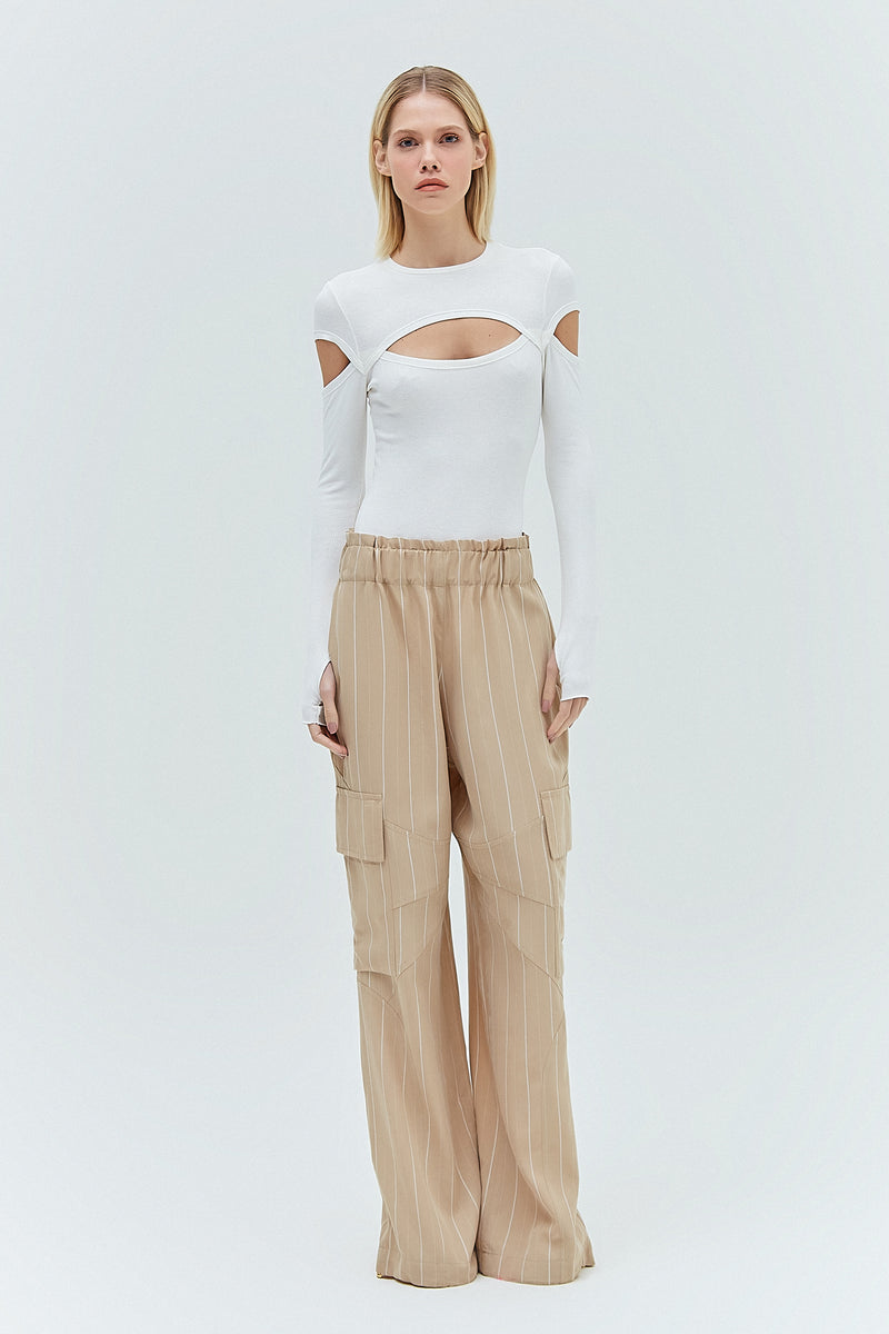 BLUSA MANGA LONGA RECORTE COLO E BRAÇO MALHA OFF WHITE (8319868993763)