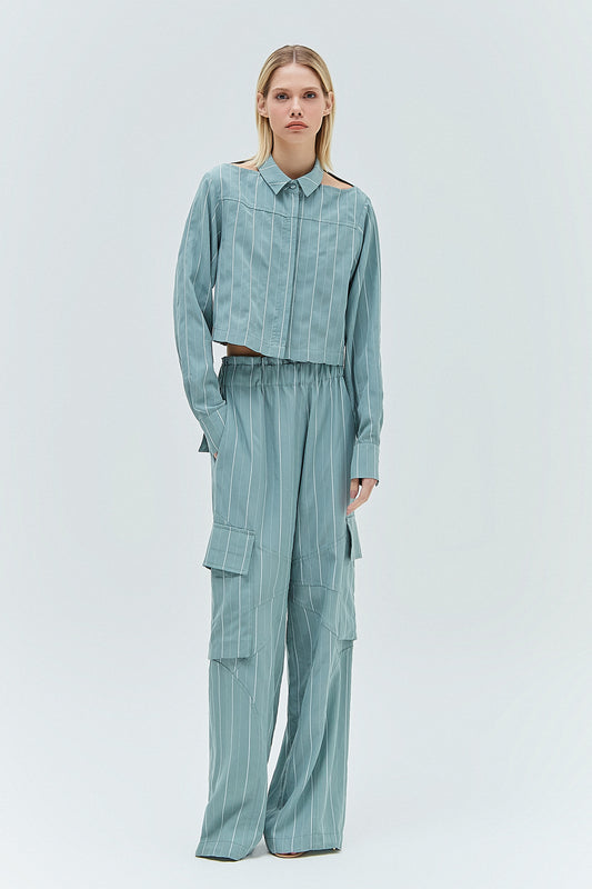 CALÇA CARGO LIOCEL LISTRADA VERDE (8319870468323)