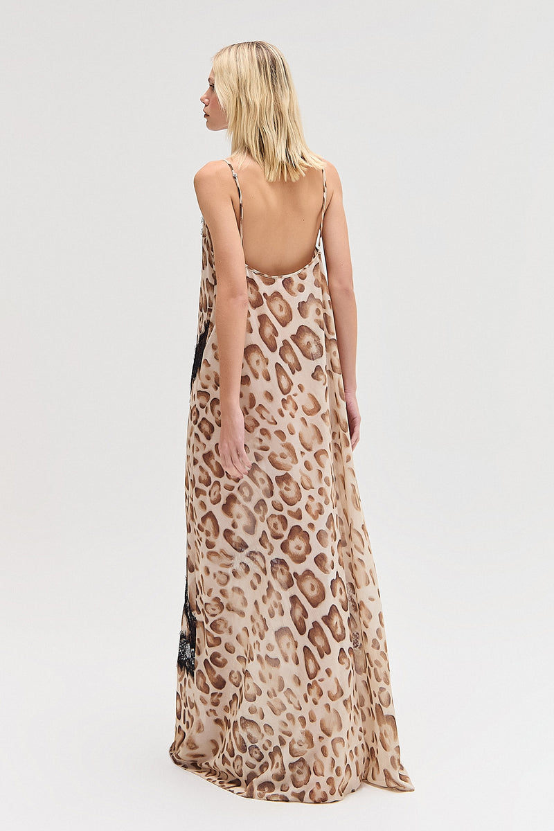 VESTIDO LONGO ALÇA ENTREMEIOS RENDA GGT VISCOSE ONÇA (8615261077731)