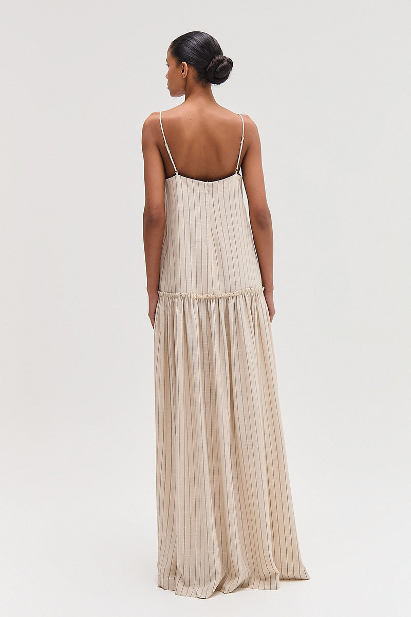 VESTIDO LONGO ALÇA LINHO MISTO RISCA DE GIZ BEGE (8616967143651)