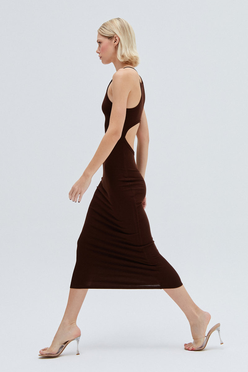 VESTIDO LONGO ALÇA MALHA MARROM (8257063223523)