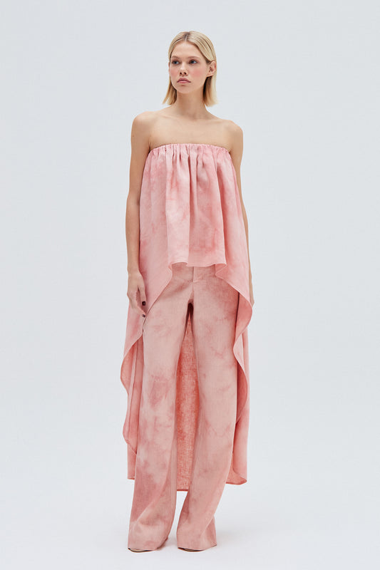 CALÇA RETA LINHO ROSA MARMORIZADO TINTURADO (8257061224675)