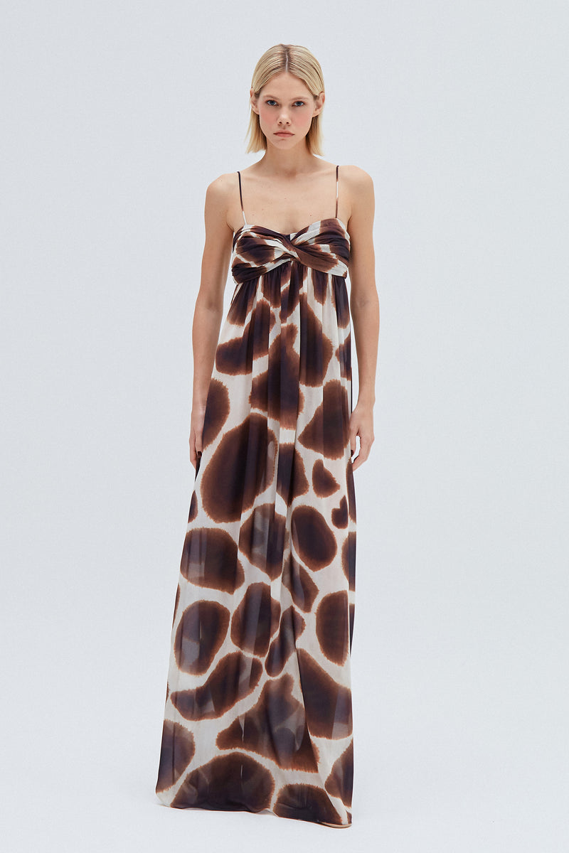 VESTIDO LONGO GGT PEITO DRAPEADO ESTAMPA GIRAFA (8257063682275)