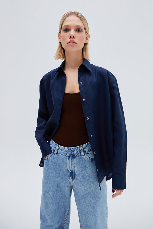 CAMISA LINHO AZUL MARINHO (8257061257443)