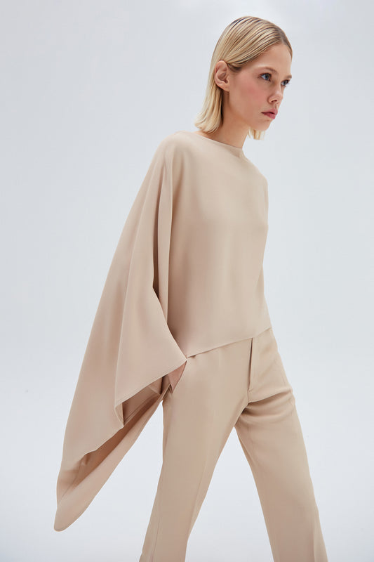 KAFTAN ASSIMETRICO CREPE BEGE (8257061650659)