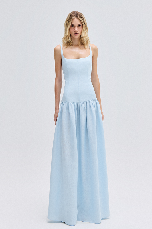 VESTIDO LONGO CORPO CORSET LINHO AZUL CLARO (8765750575331)