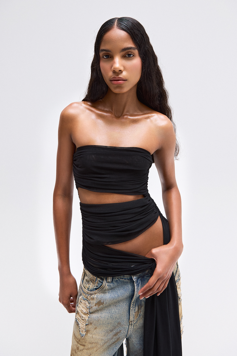 BLUSA TOMARA QUE CAIA TRANSPASSES TULE PRETO (8765748216035)