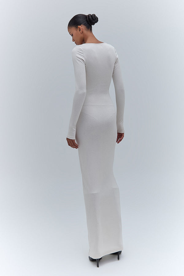 VESTIDO LONGO DECOTE U MALHA BEGE (8470192849123)