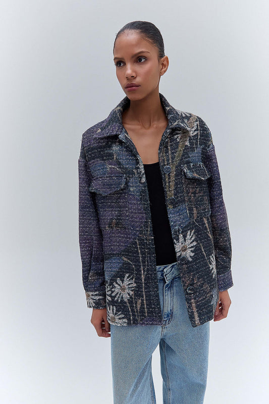 CAMISÃO TWEED ESTAMPA FLORAL ESCURA (8470122561763)