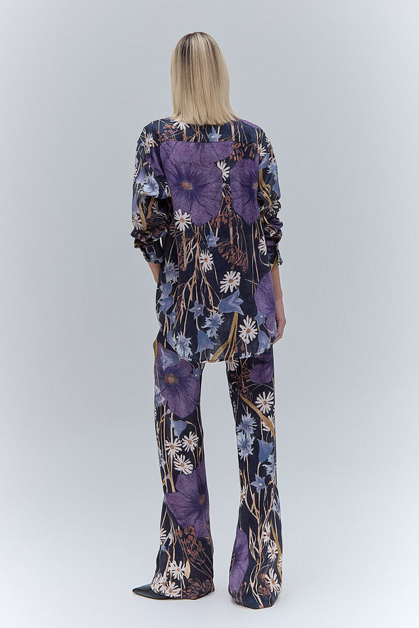 CALÇA LINHO RETA ESTAMPA FLORAL ESCURA (8470121251043)
