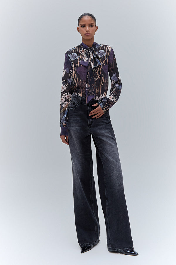 CAMISA LAÇO GGT ESTAMPA FLORAL ESCURA (8470122365155)