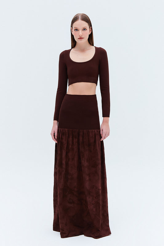 BLUSA CROPPED TRICOT MANGA LONGA MARROM (8257060241635)