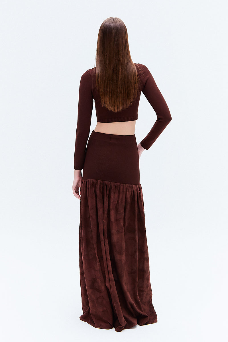 BLUSA CROPPED TRICOT MANGA LONGA MARROM (8257060241635)