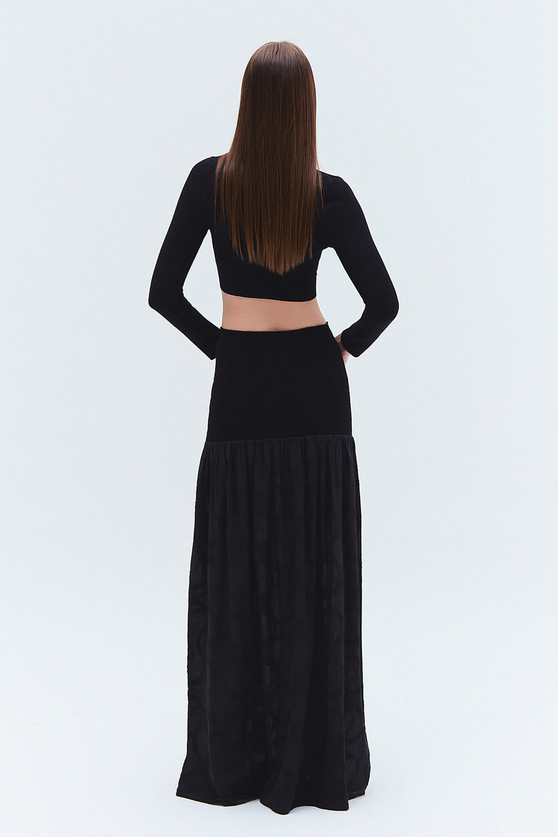 BLUSA CROPPED TRICOT MANGA LONGA PRETA (8257060274403)