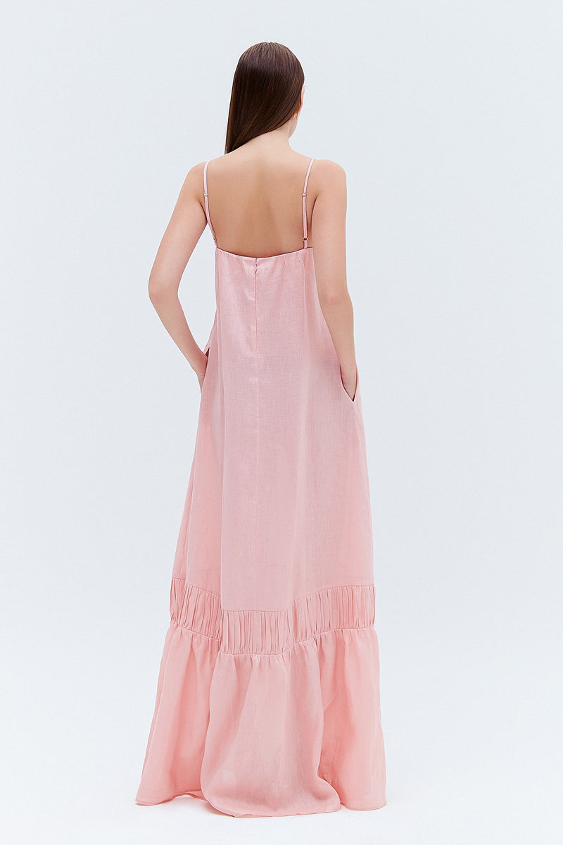 VESTIDO LONGO ALÇA CAMBRAIA DE LINHO ROSA (8275825033443)