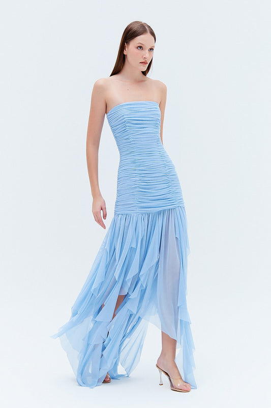 VESTIDO TOMARA QUE CAIA DRAPEADO TULE AZUL (8275826933987)
