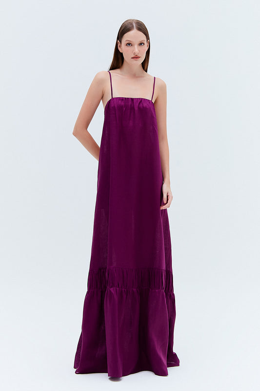 VESTIDO LONGO ALÇA CAMBRAIA DE LINHO ROXO (8275825361123)